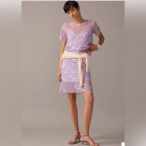 NWT J.CREW Size 4 Collection layered sequin slip skirt Purple Sequin Stripe
